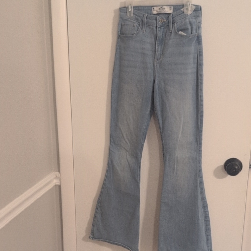Hollister Light Blue High-Rise Flare Jeans